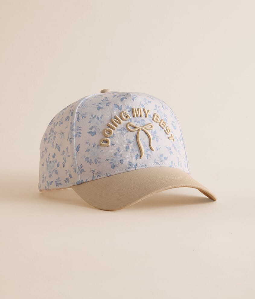 David and Young Cream Baseball Cap with Light Blue Brim and Pink Embroidery David and Young Pink Trucker Hat Blue One Size Snapback Mesh  main image 4
