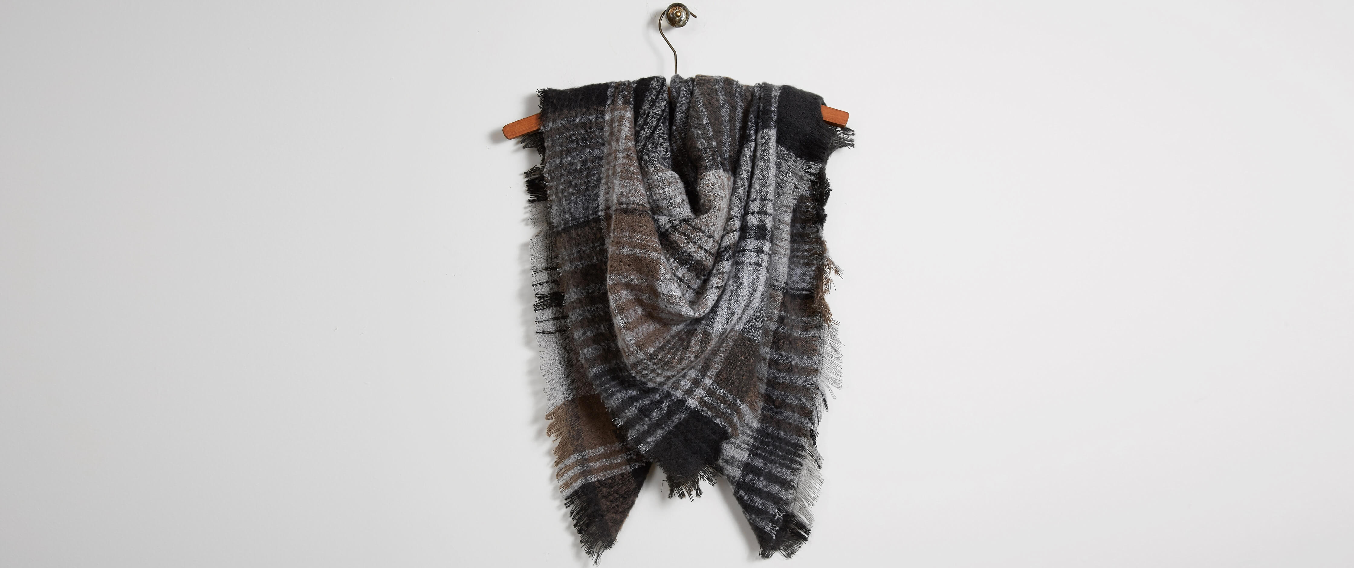 black and brown blanket scarf