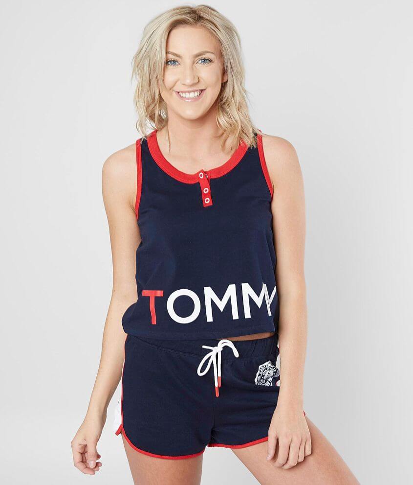 Tommy Hilfiger Cropped Henley Tank Top front view