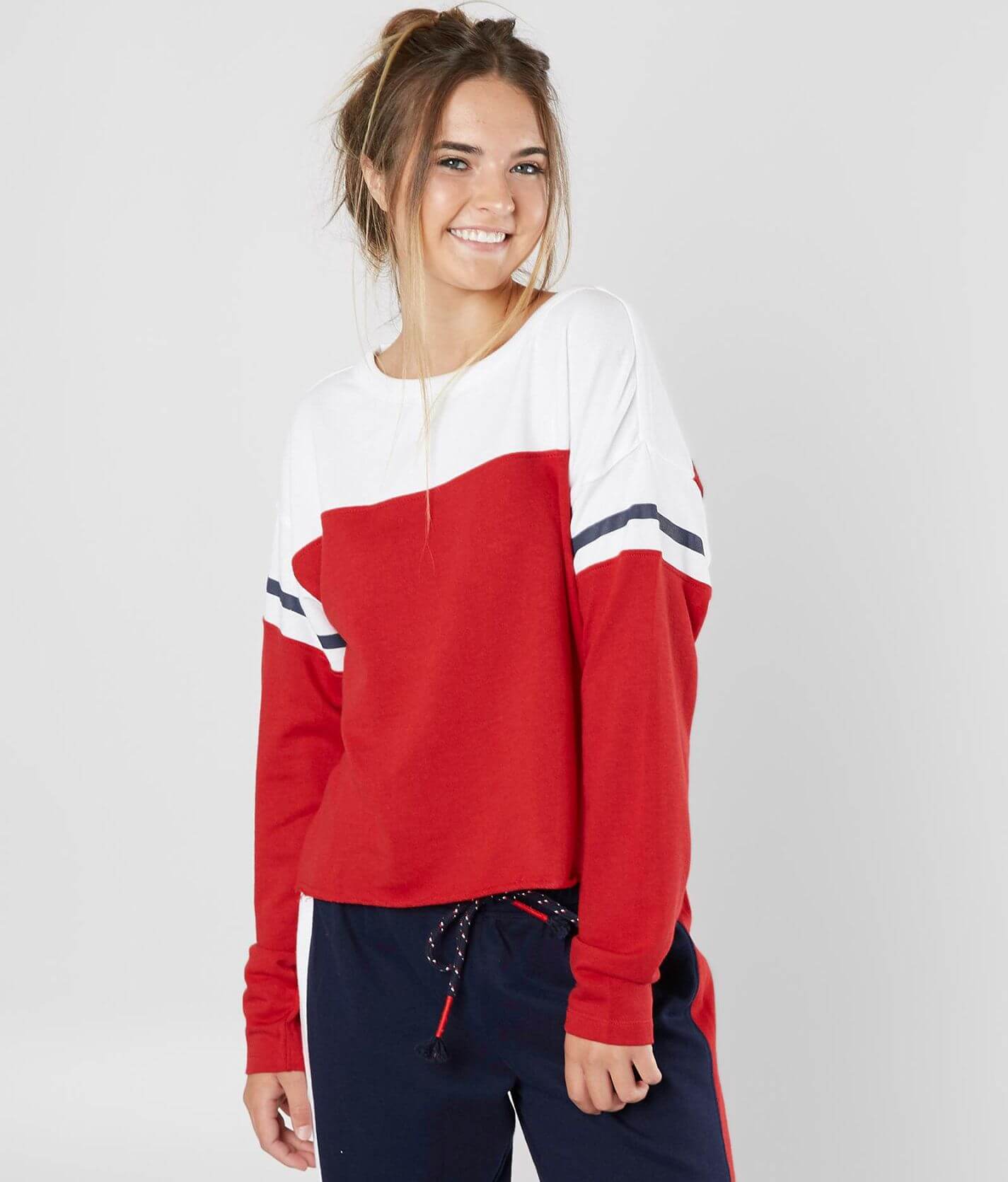Tommy Hilfiger PJ in - Women\'s Color Block Apple Sweatshirt Sweatshirts Buckle | Red