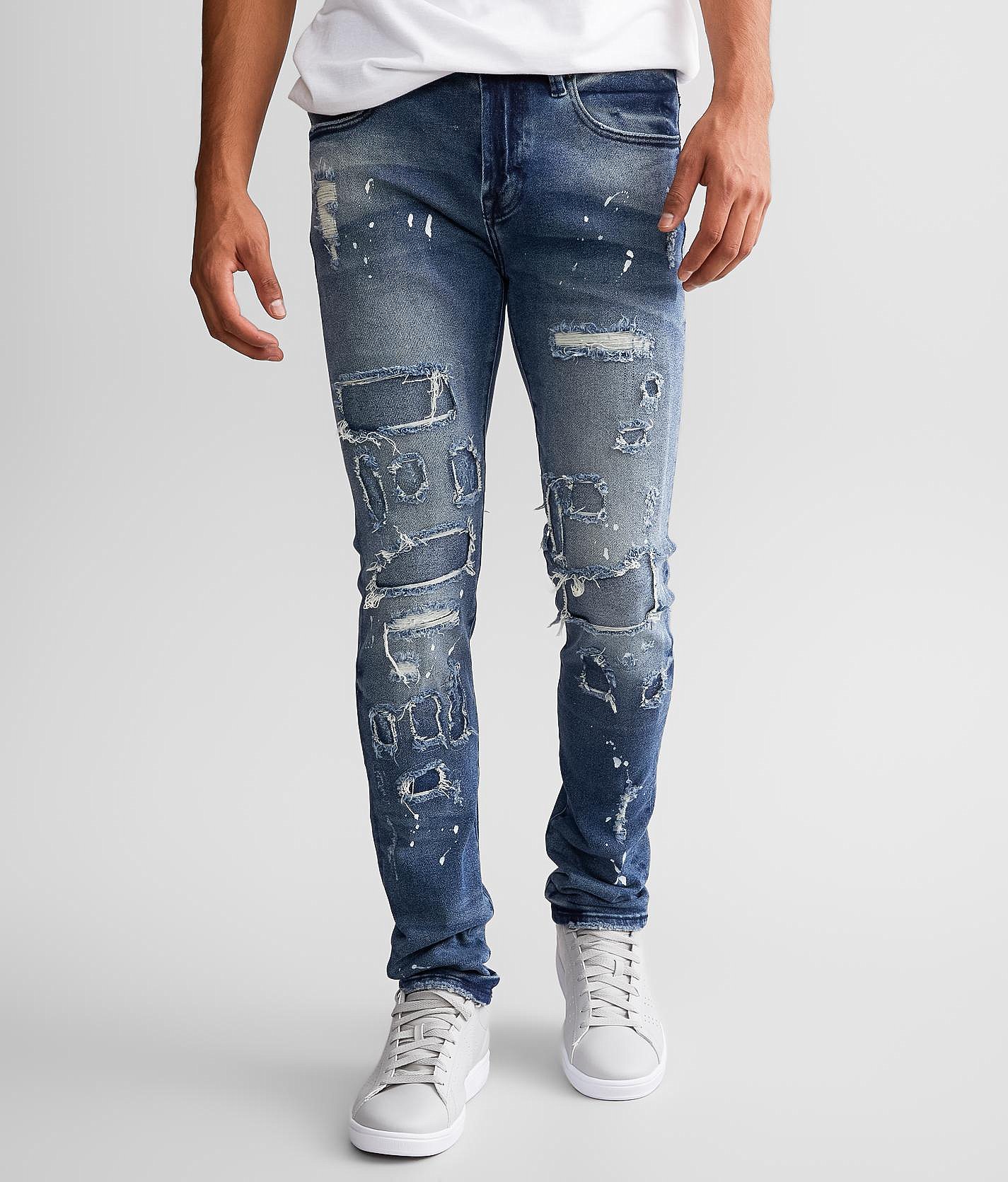 blue distressed jeans mens