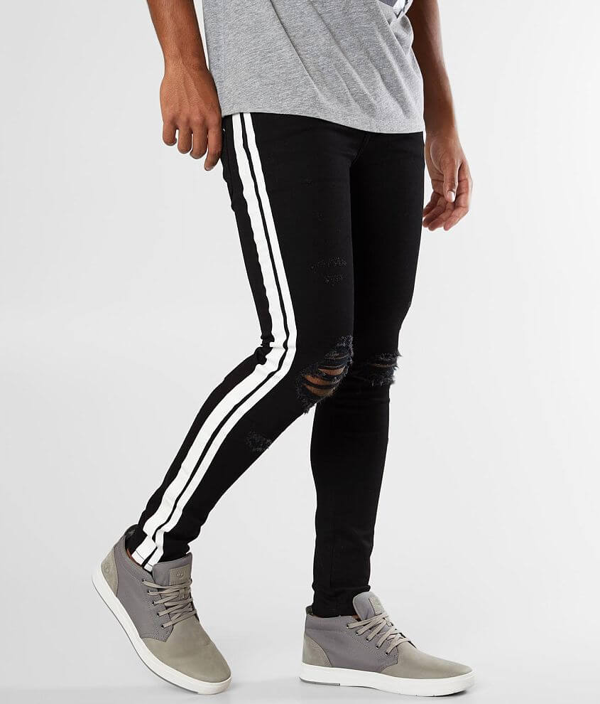 Black jean sale with white stripe