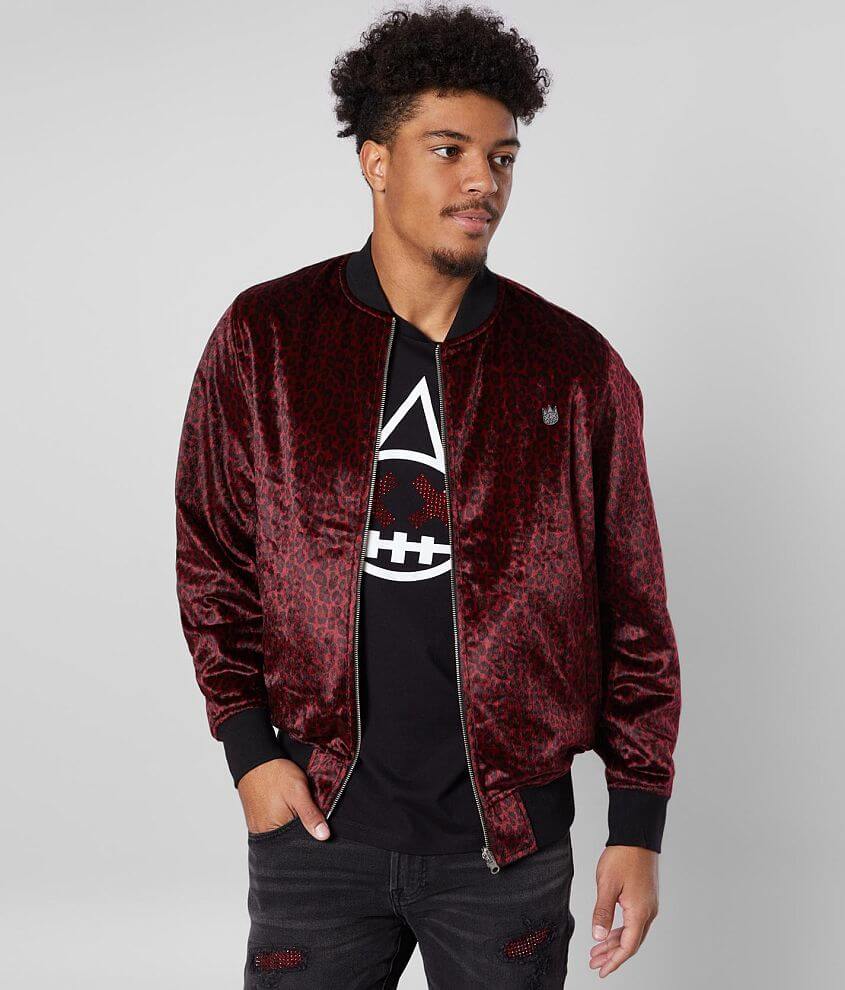 Mens red clearance velvet bomber jacket