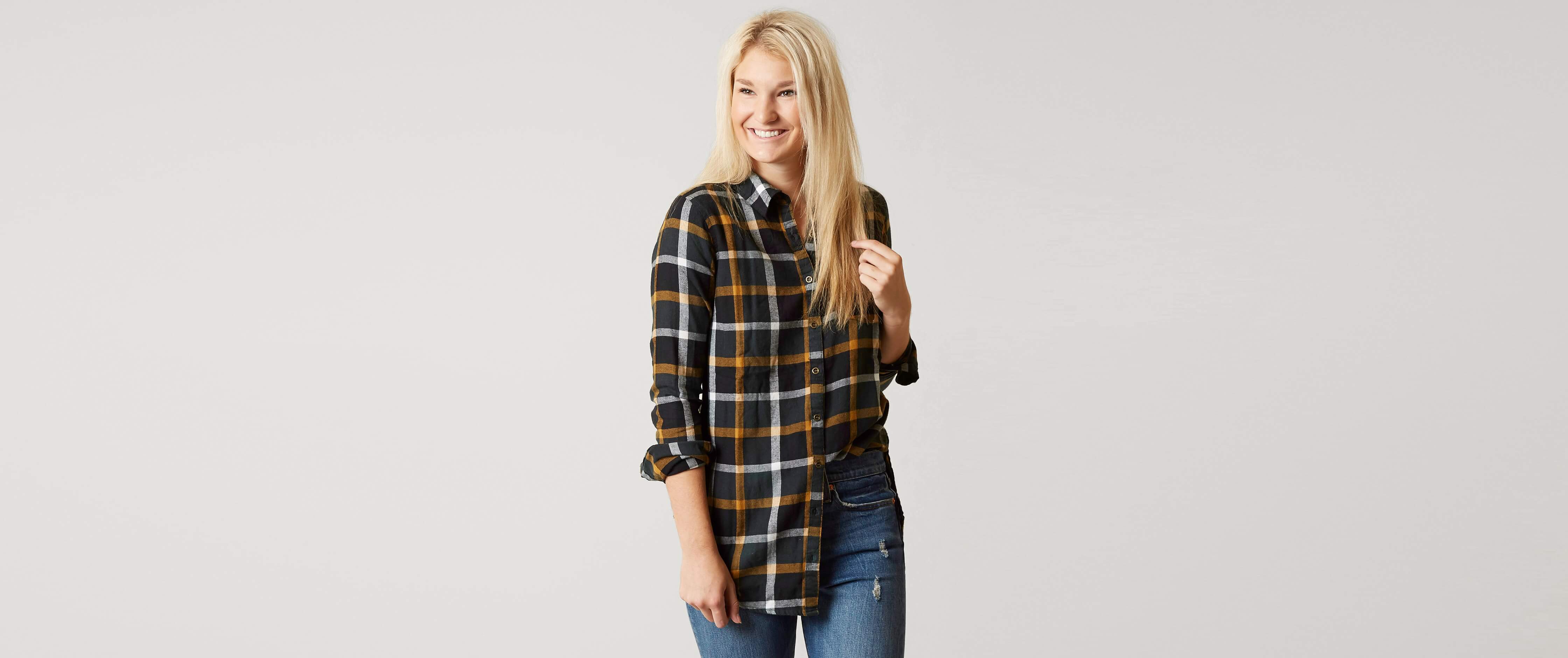 Bke Plaid Shirt Women S Shirts Blouses In Black Buckle