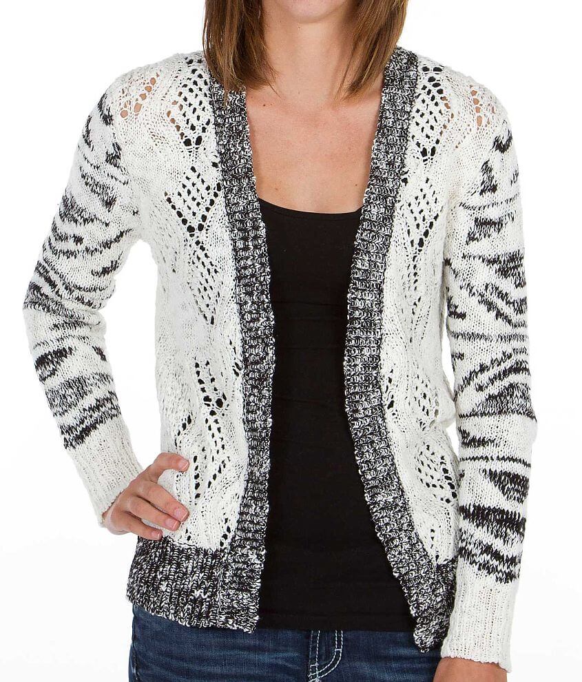 BKE Open Weave Cardigan Sweater front view