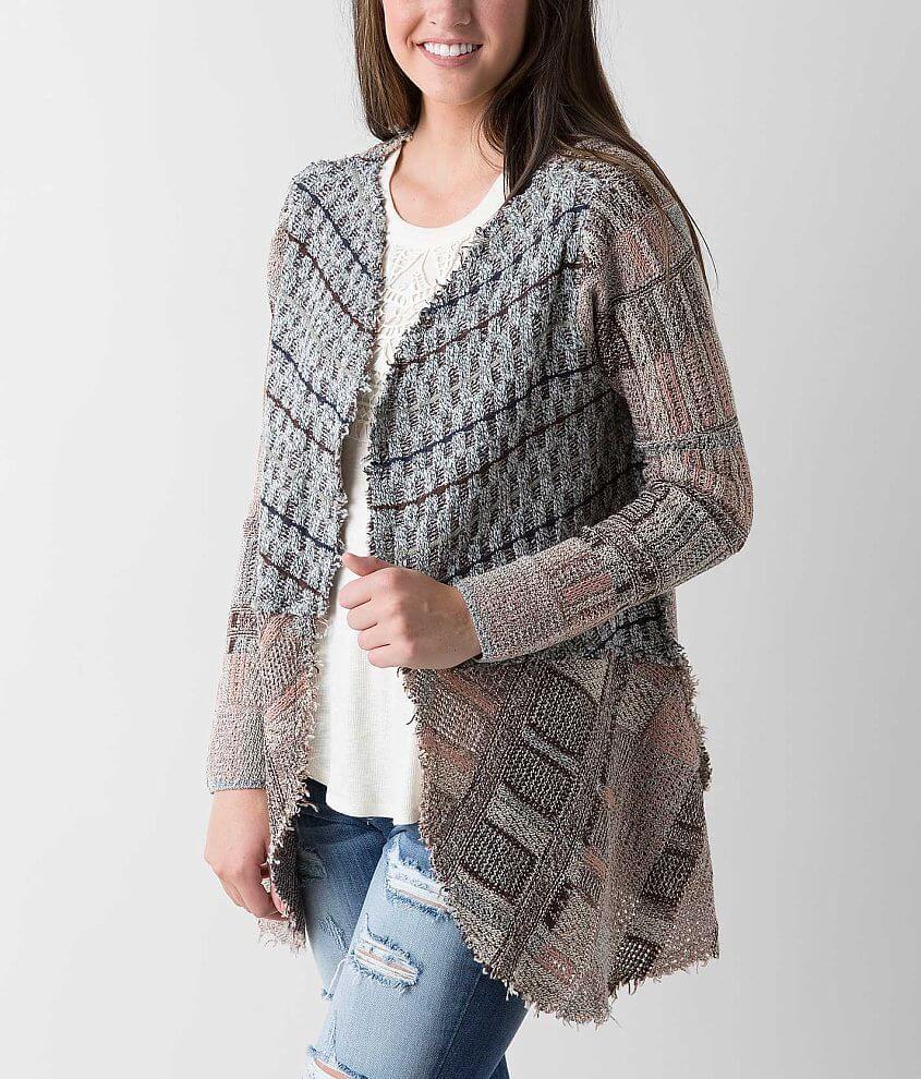 BKE Open Weave Cardigan Sweater front view