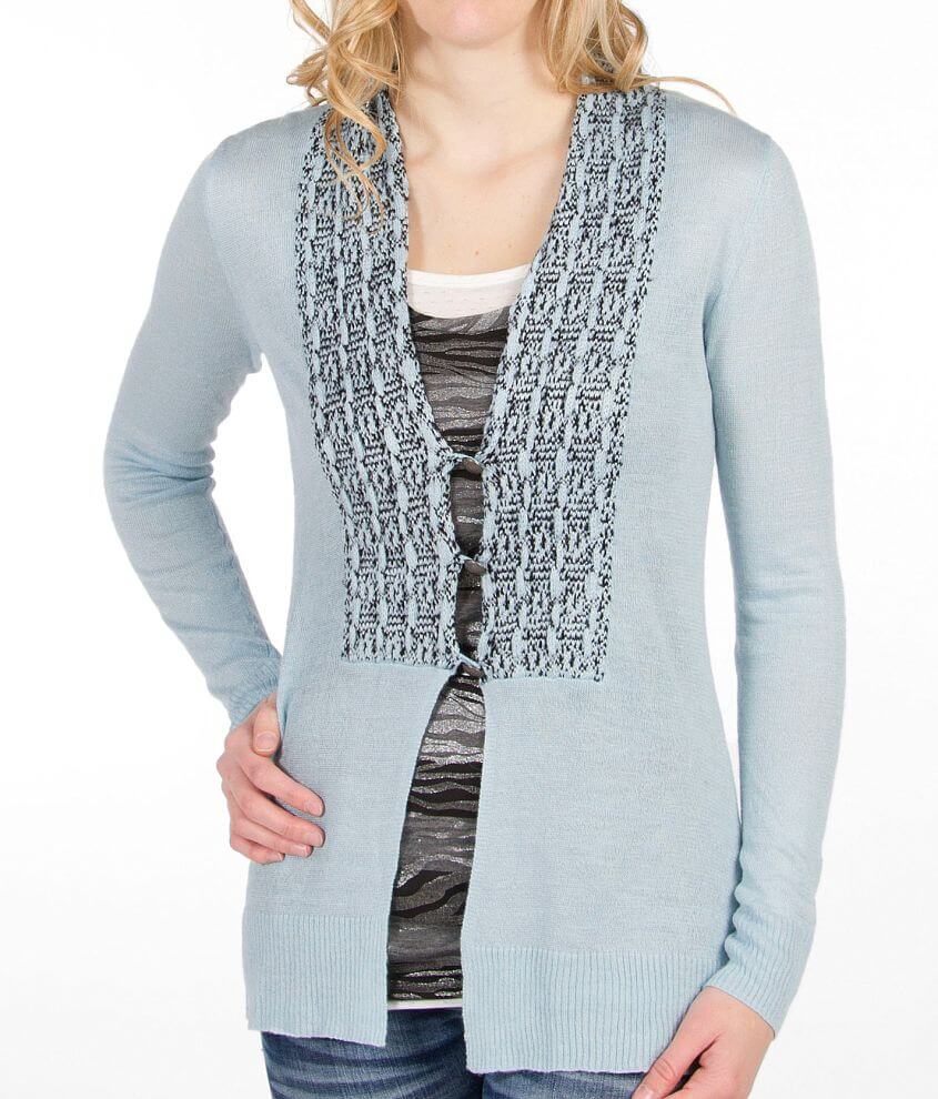 BKE Pieced Cardigan Sweater front view