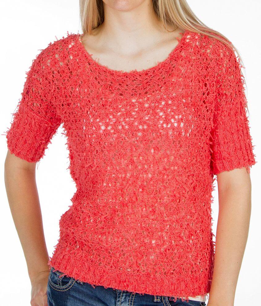 BKE Open Crochet Sweater front view