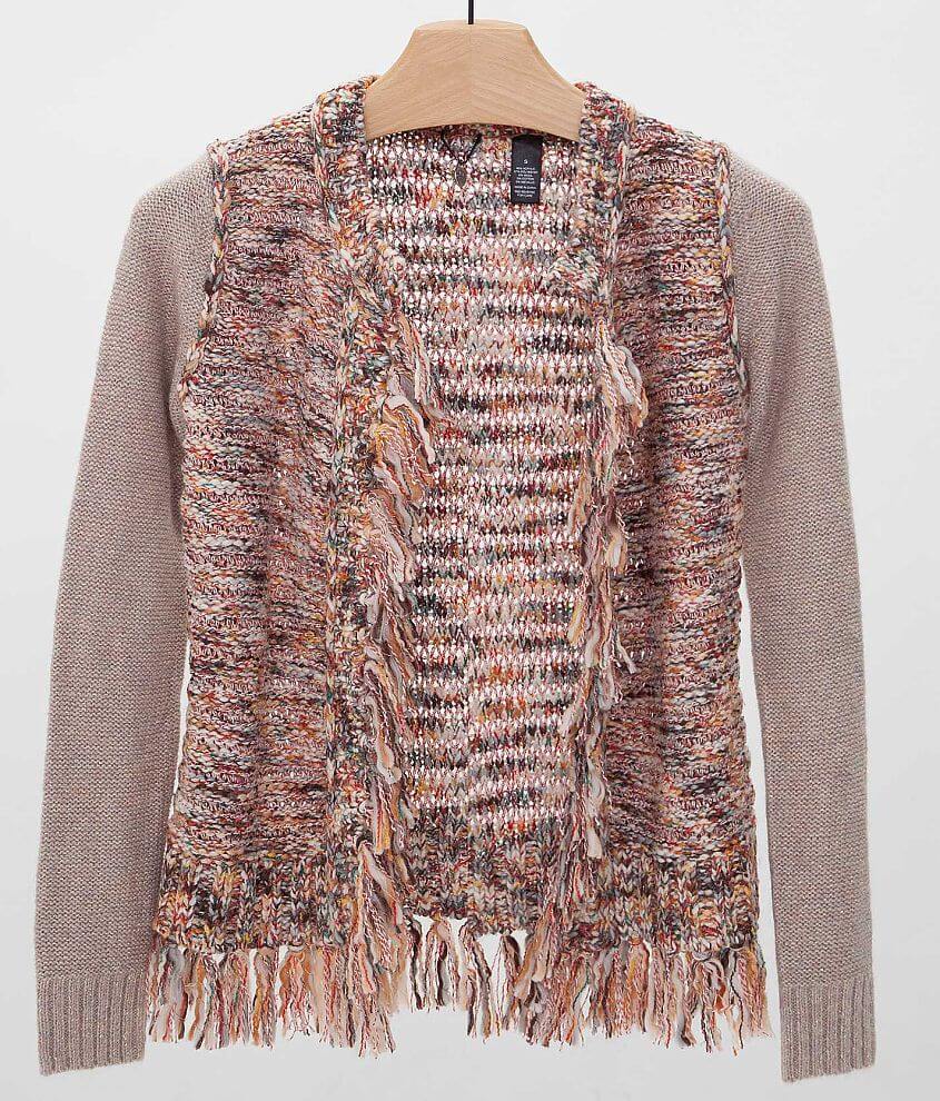 BKE Boutique Marled Cardigan Sweater front view