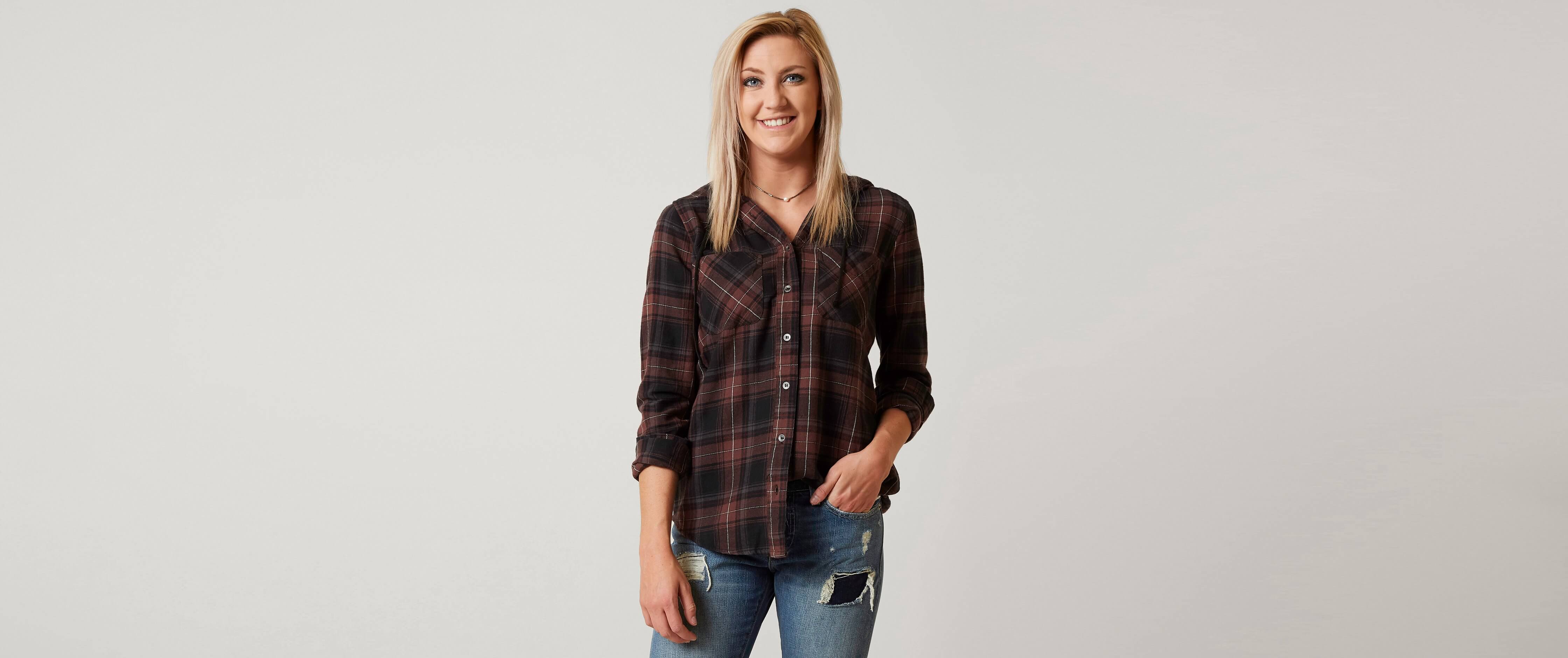 hooded flannel shirt womens