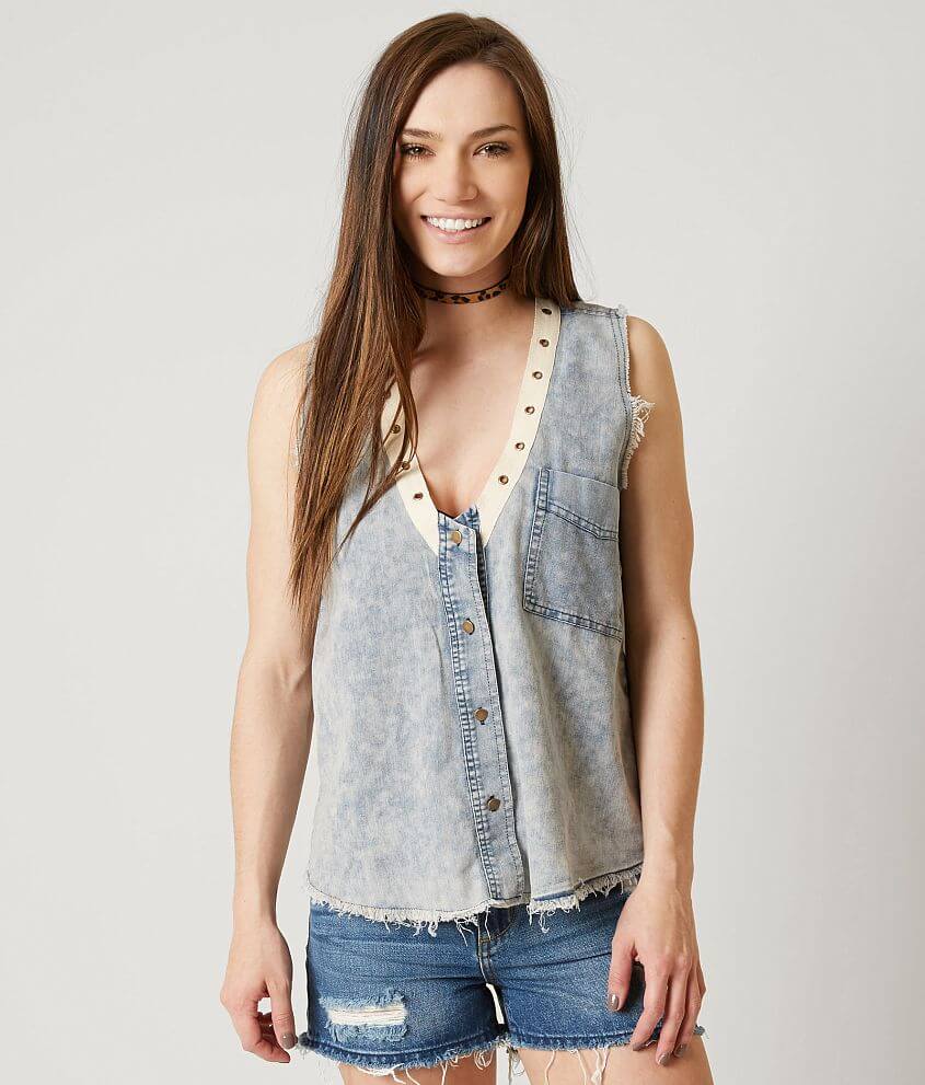 Gilded Intent Chambray Vest front view