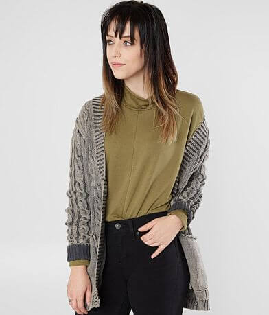 Gilded Intent Washed Grandpa Cardigan Sweater full left side view