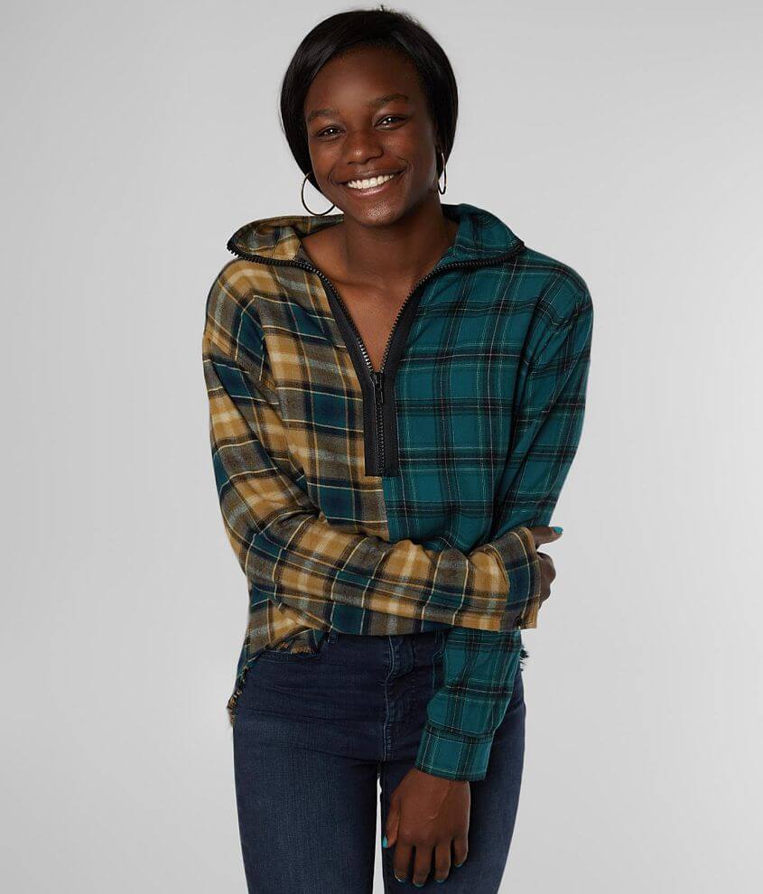 Gilded Intent Mixed Plaid Shirt front view