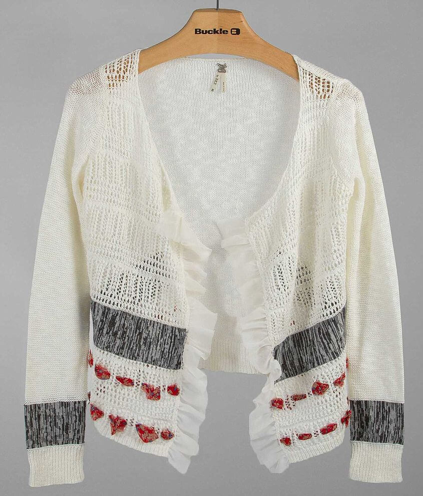 Gimmicks by BKE Pieced Cardigan Sweater front view