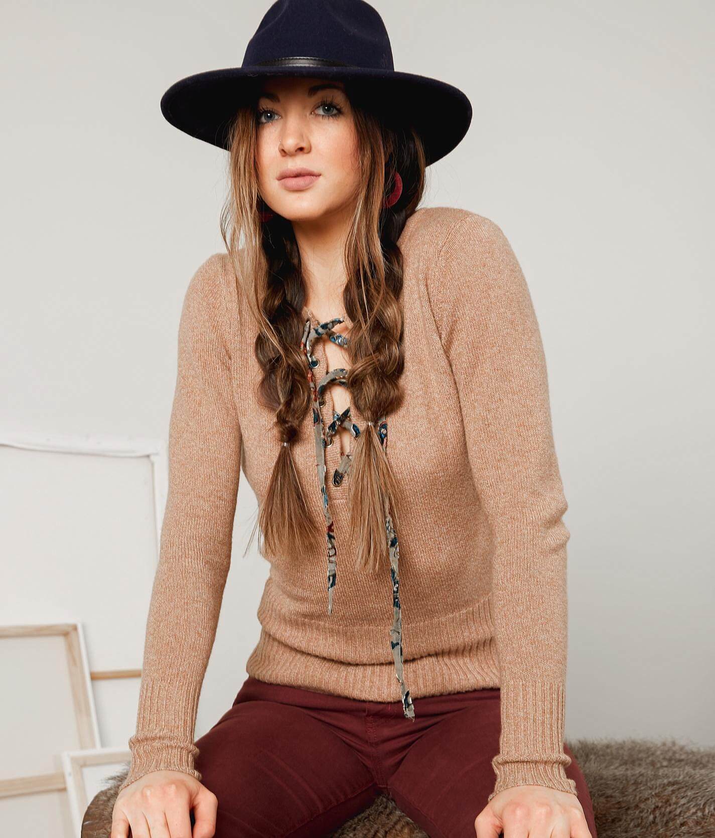 lace up sweater