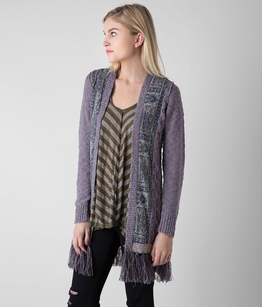 Gimmicks Fringe Cardigan Sweater front view