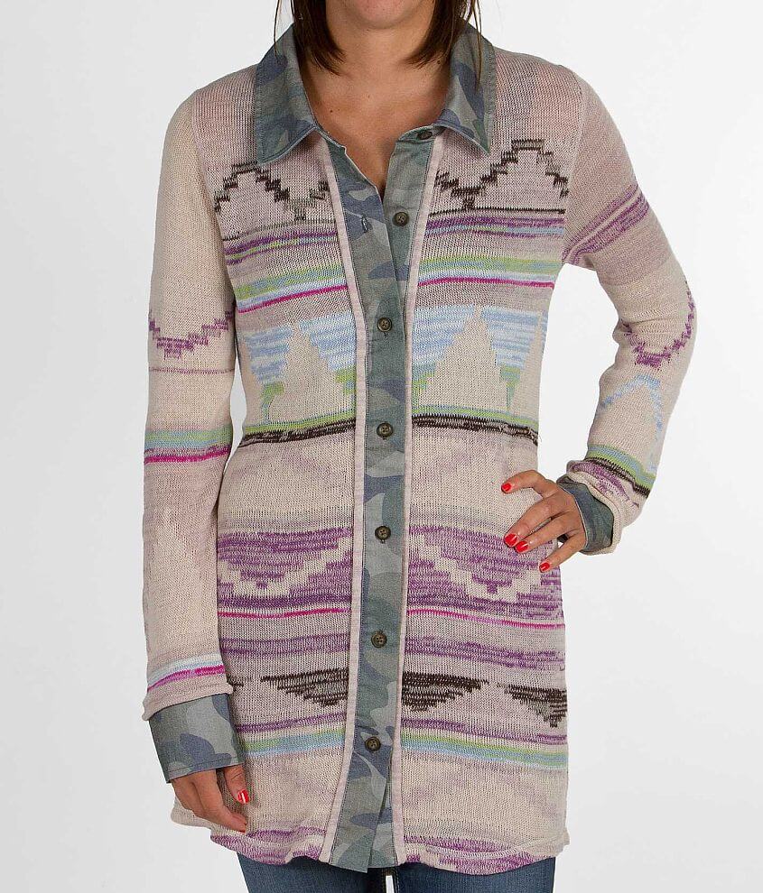 Gimmicks by BKE Pointelle Cardigan Sweater front view