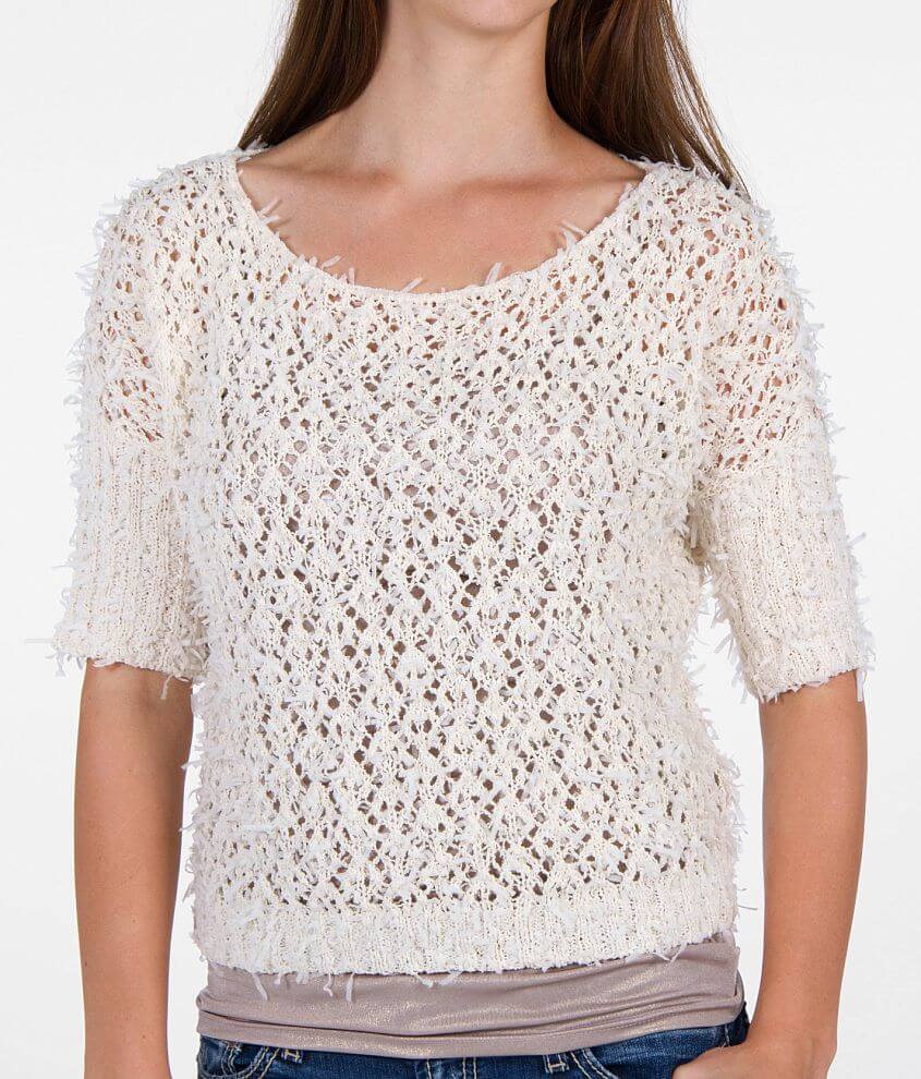Gimmicks by BKE Crochet Sweater front view