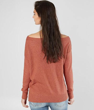 Buckle Black One Shoulder Sweater BACK
