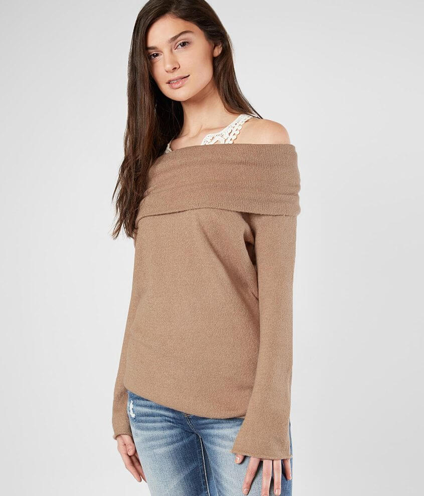 BKE Ribbed Sweater - Women's Sweaters in Black Beige