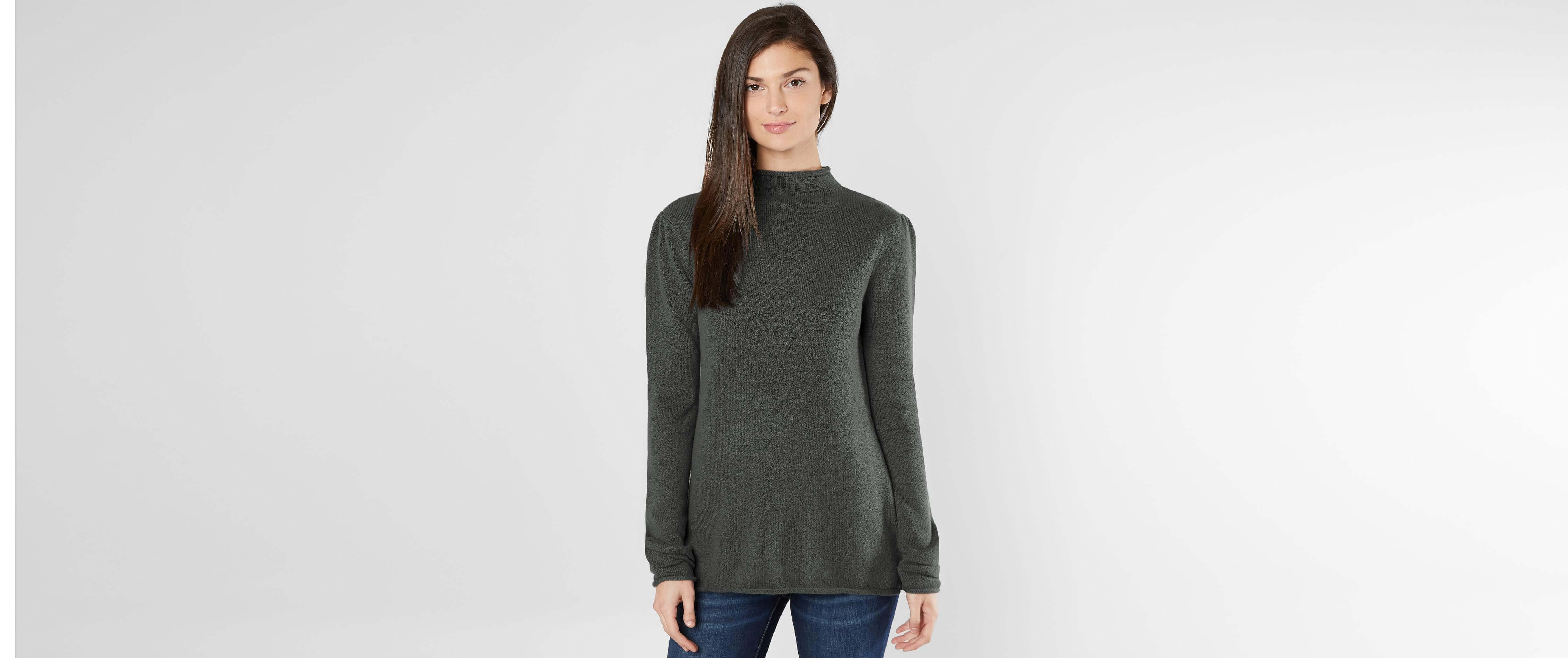 Buckle Black Mock Neck Sweater Women's Sweaters in Dark Shadow Buckle