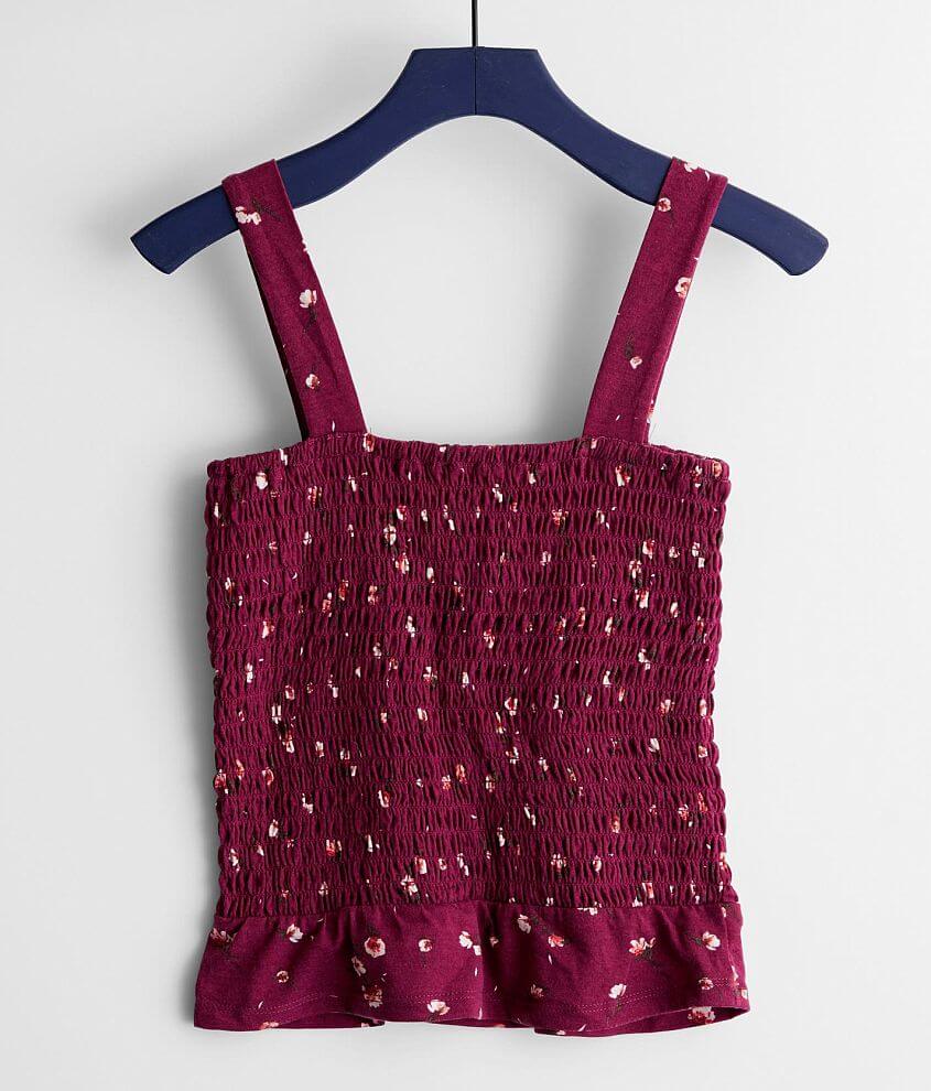 Girls - Bobeau Smocked Floral Tank Top front view
