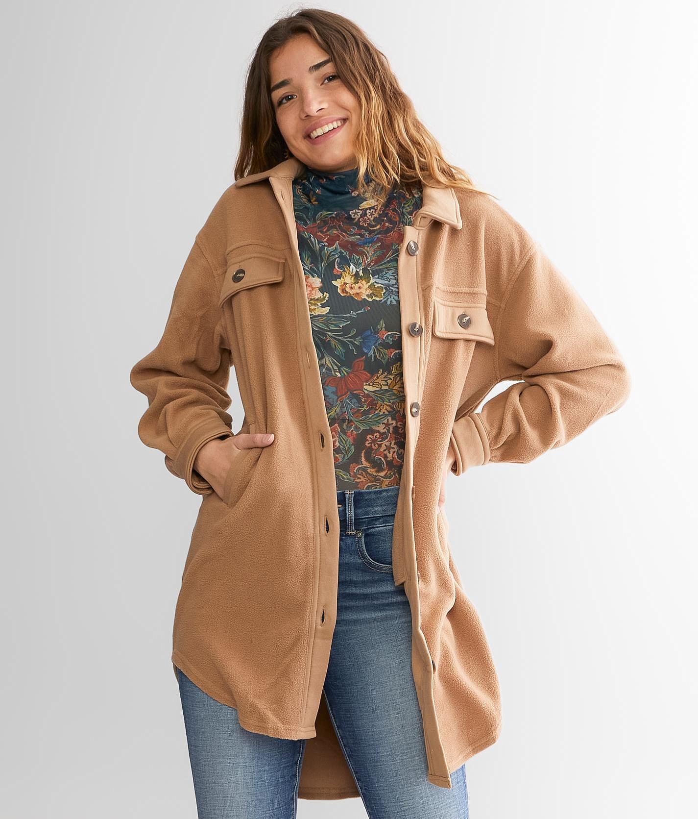 Love Tree Fleece Shacket - Women's Coats/Jackets in Camel | Buckle