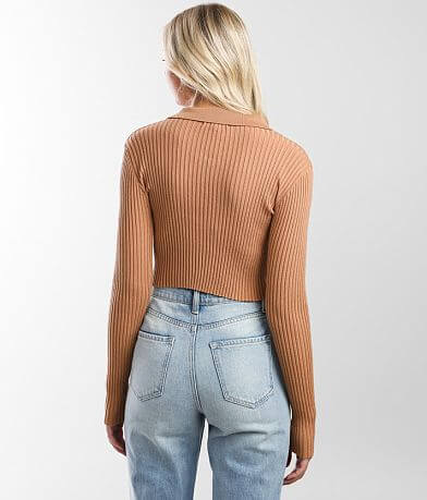 Love Tree Zip Front Crop Top back view