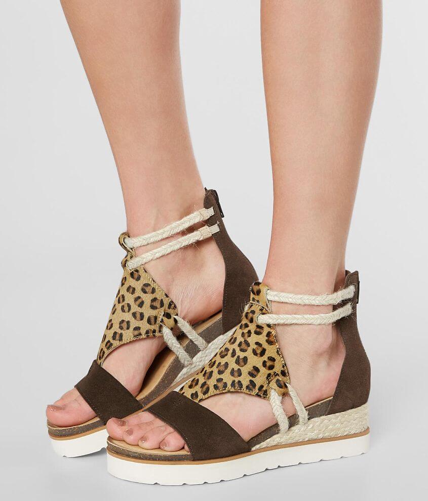 Leopard Leather Wedge Sandal