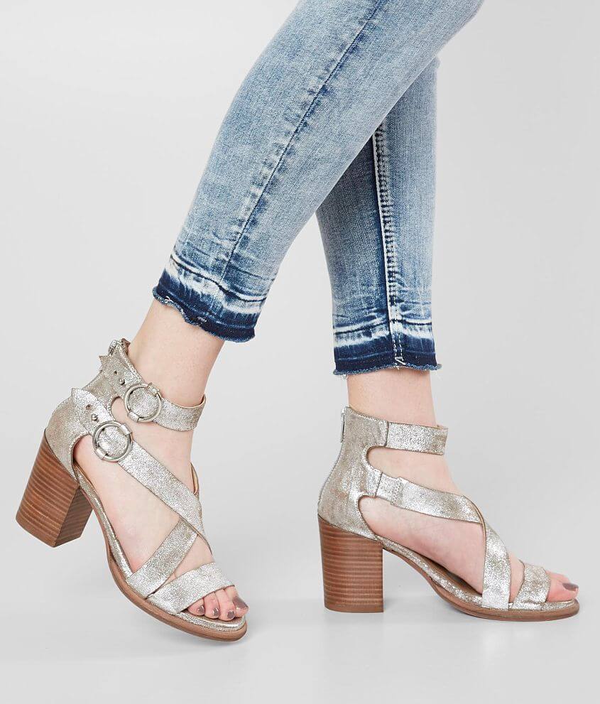 Diba True Hey You Leather Heeled Sandal - Women's Shoes in Pewter | Buckle