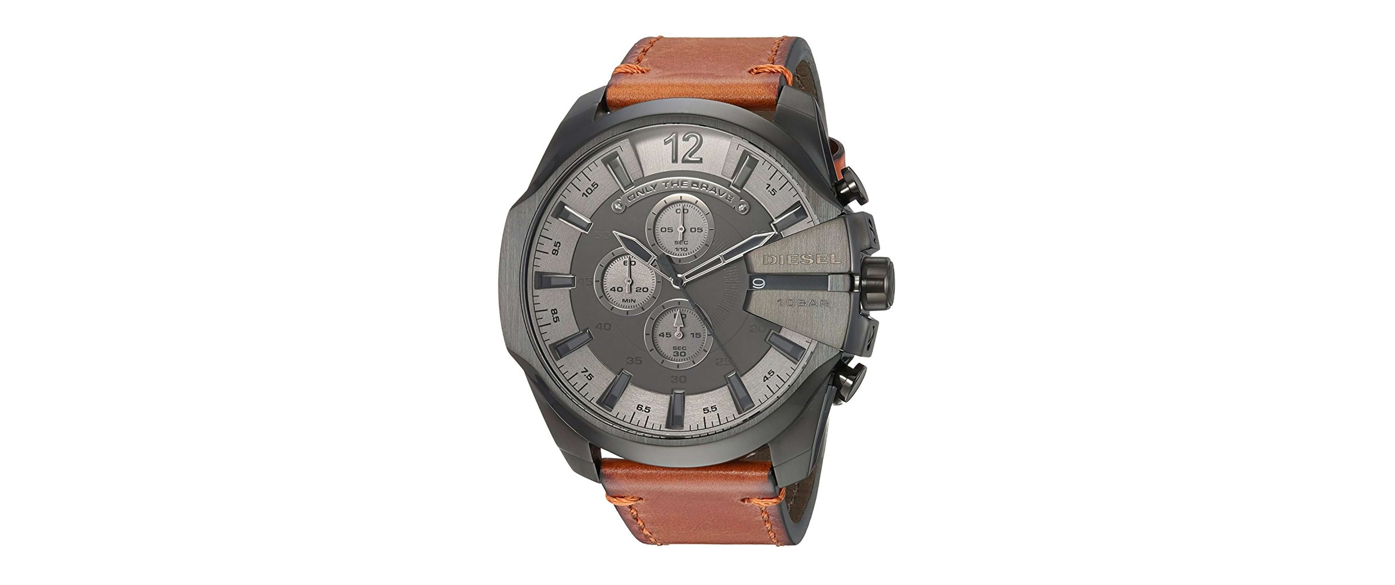 Diesel Mega Chief Watch Clothing in Brown Buckle