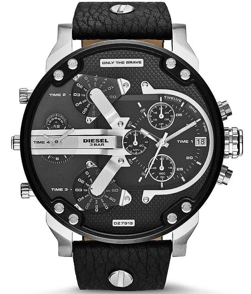 Diesel Mr. Daddy Leather Watch front view