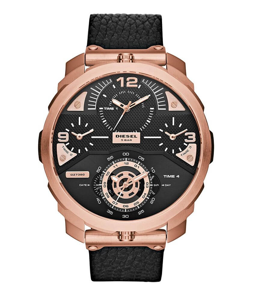 Diesel Machinus Leather Watch front view