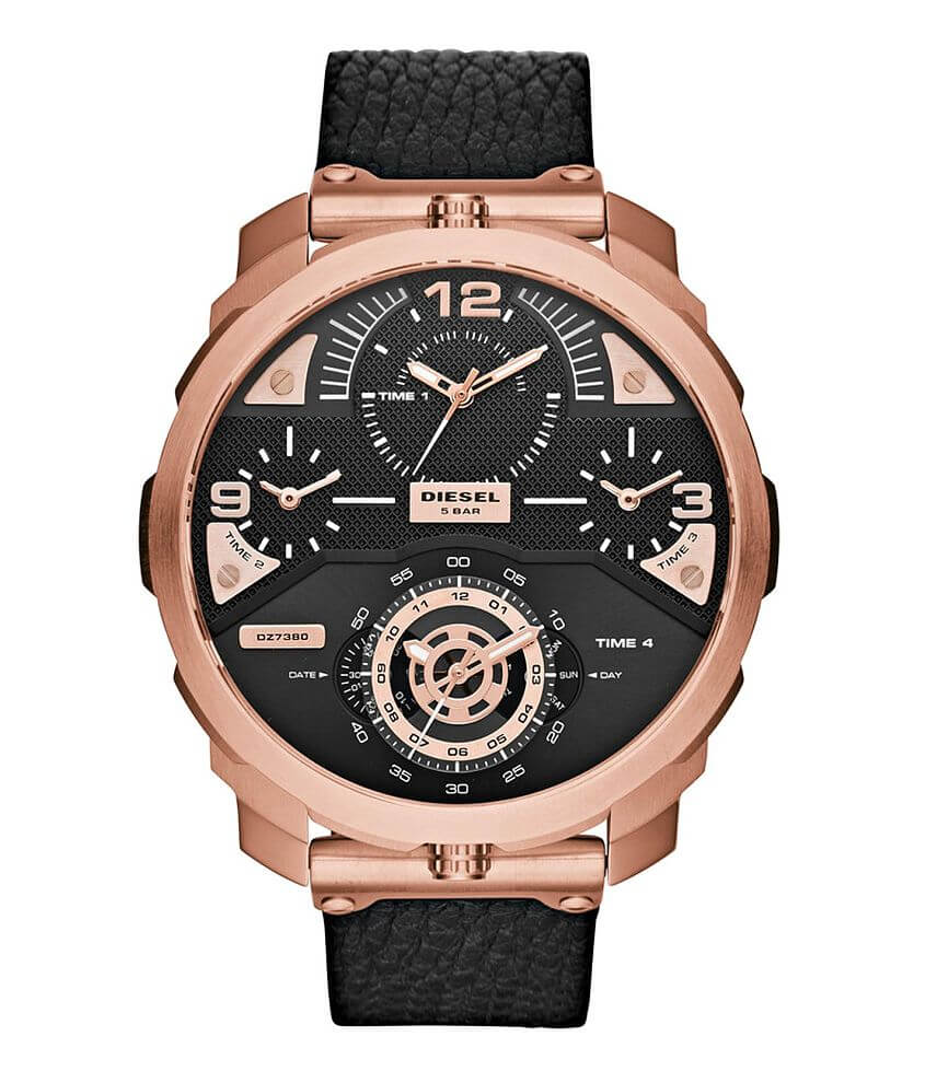 Diesel Machinus Leather Watch - Men's Watches in Black | Buckle