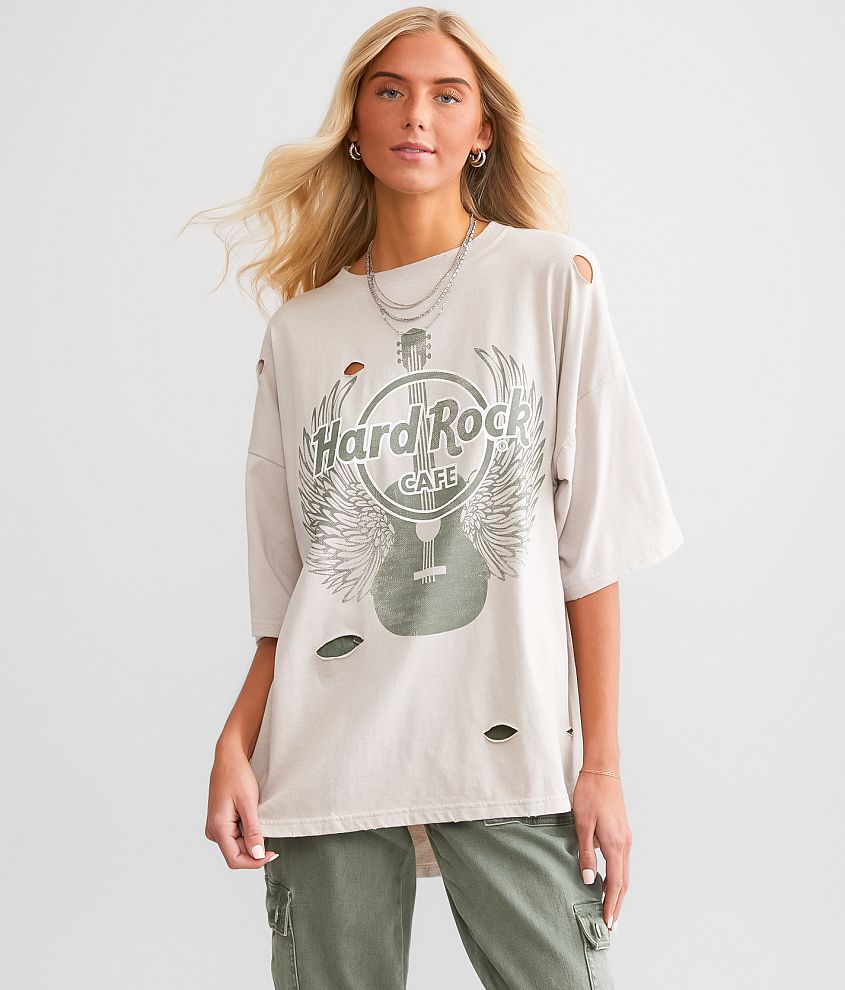 Hard Rock Cafe Oversized T Shirt Women s T Shirts in Natural