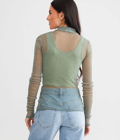 Willow &amp; Root Metallic Mesh Top BACK