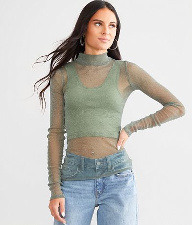 Willow &amp; Root Metallic Mesh Top FULL_RIGHT_SIDE