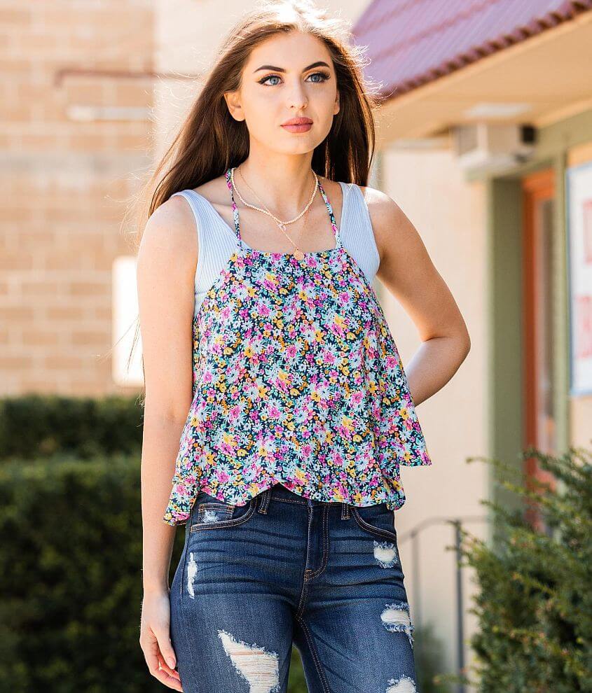 Willow Root Layered Floral Tank Top Women s Tank Tops in Multi