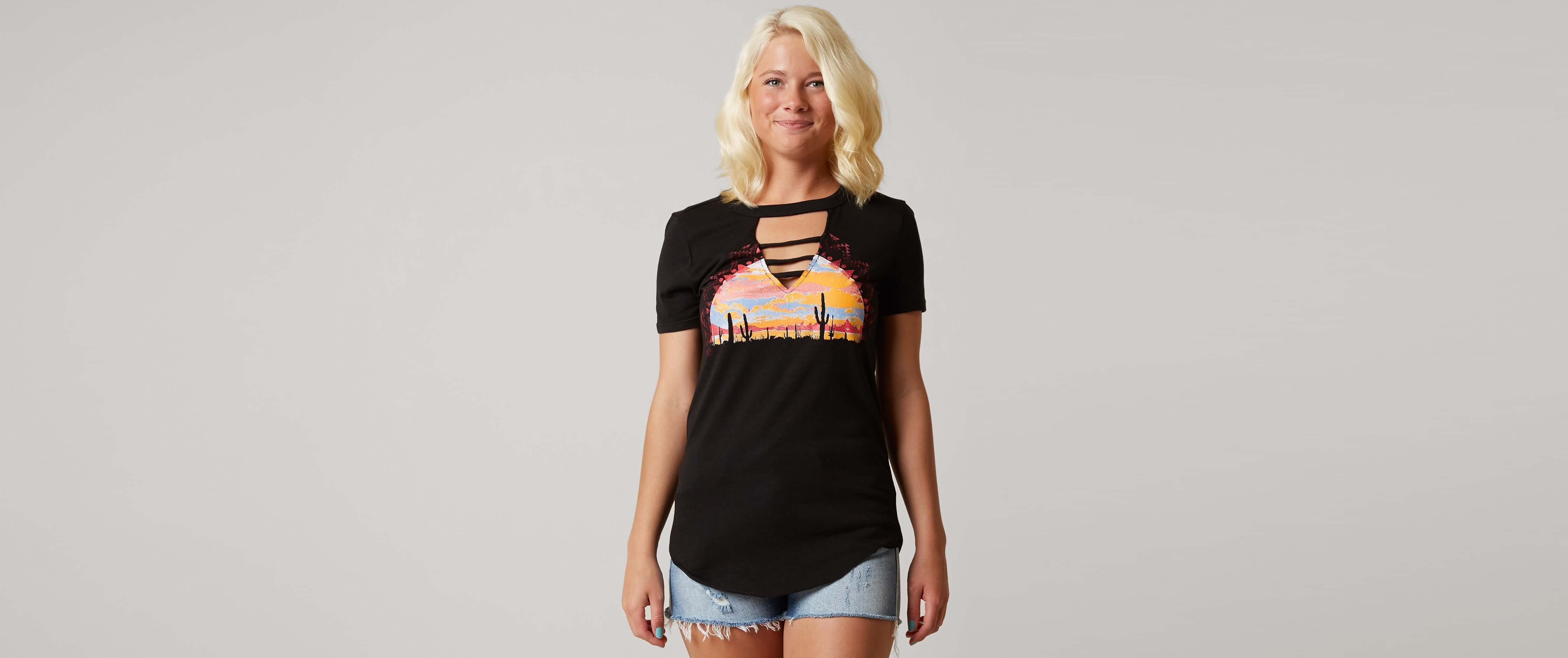 Modish Rebel Cactus T-Shirt - Clothing in Black | Buckle