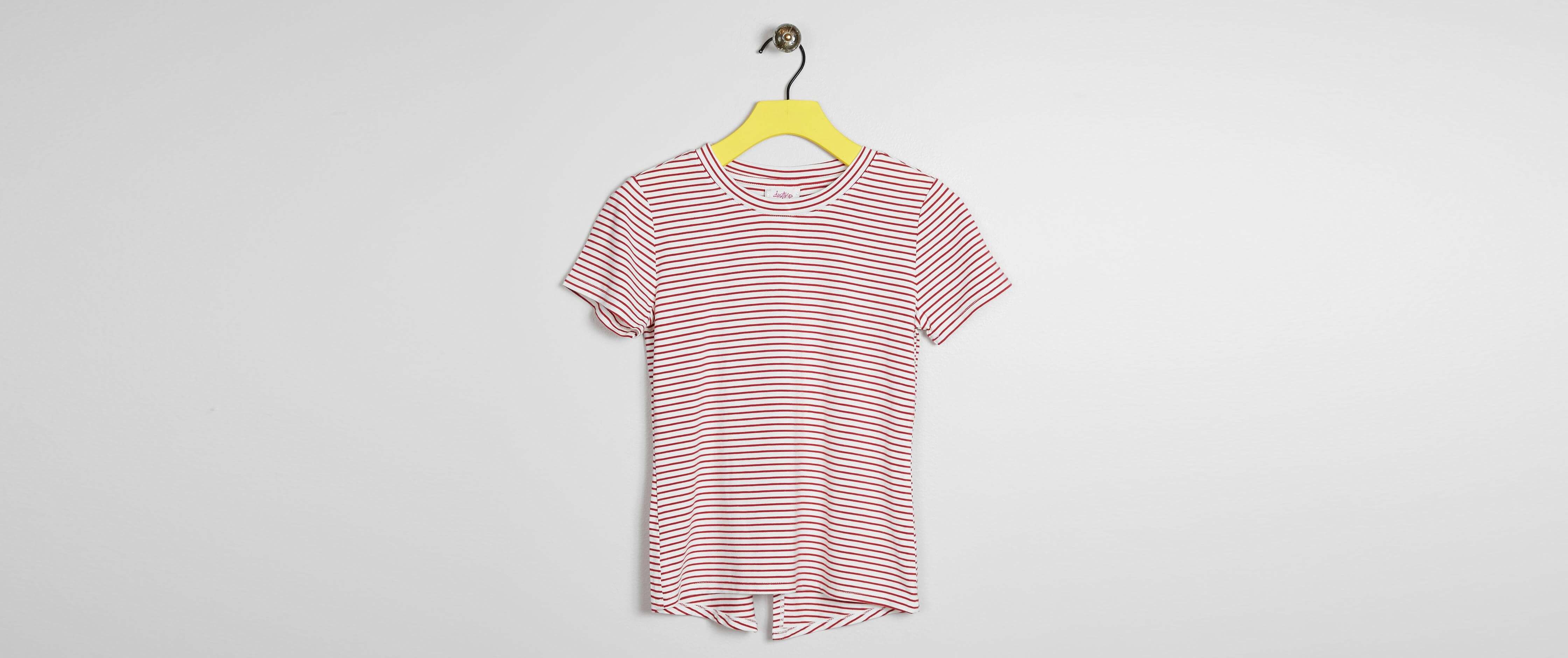 girls red and white striped shirt