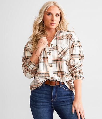 BKE Boyfriend Flannel Shirt front view