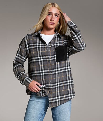 BKE Corduroy Plaid Shirt front view