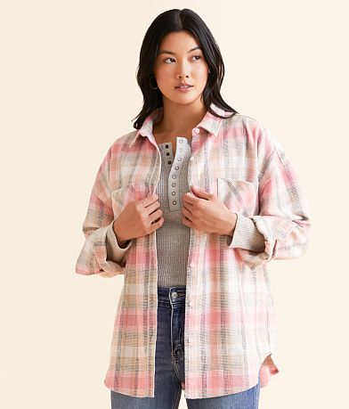 Modish Rebel Flannel Boyfriend Shirt front view