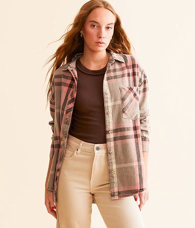 Modish Rebel Flannel Boyfriend Shirt front view