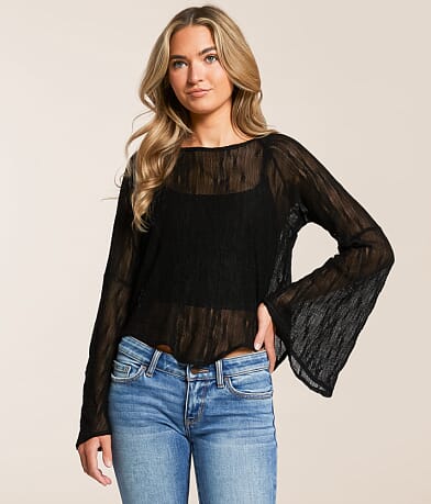 Willow & Root Sheer Lace Hanky Top front view