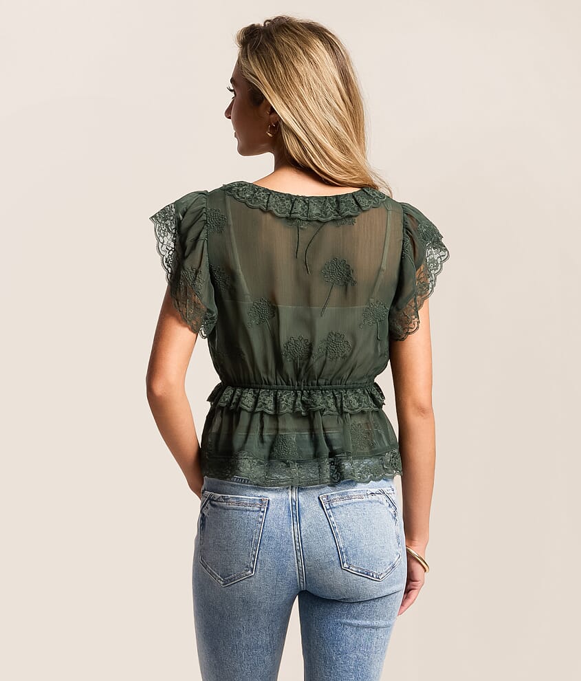 Lace Flutter Peplum Top - thumbnail 2