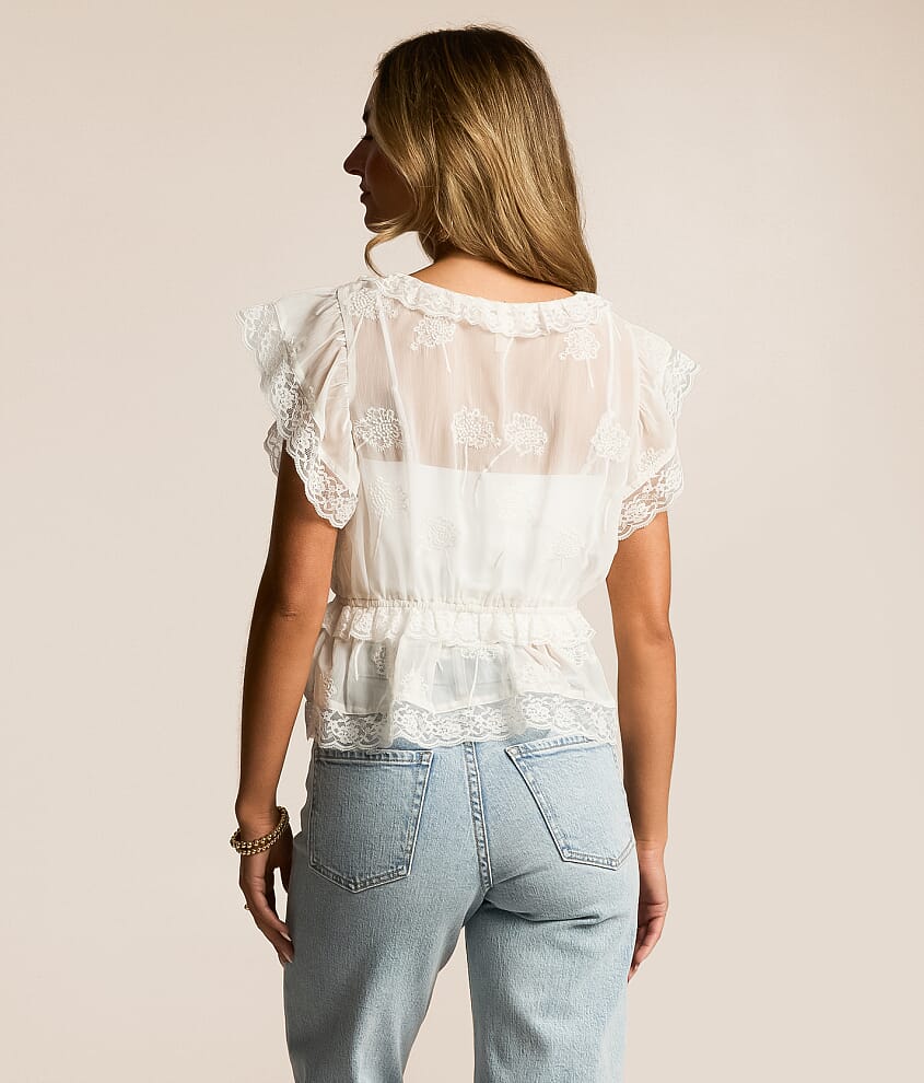 Lace Flutter Peplum Top - thumbnail 5