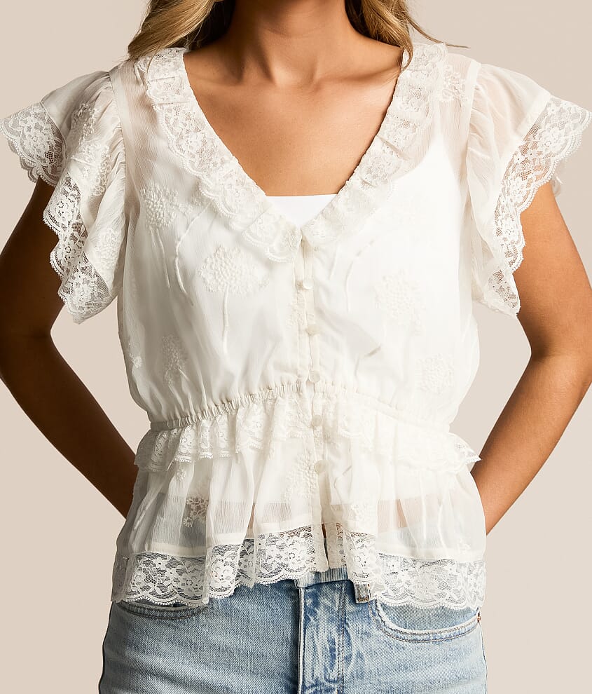 Lace Flutter Peplum Top - thumbnail 6
