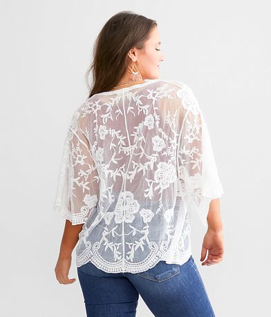 Dizzy Lizzy Scalloped Lace Kimono back view