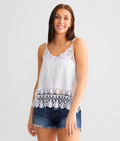 Daytrip Strappy Lace Trim Tank Top - Women's Tank Tops in Cabernet